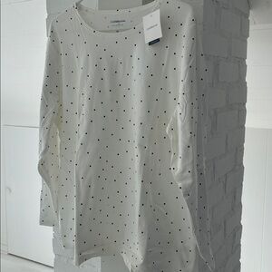 NWT Croft & Barrow Classic White Top with Black Dots
